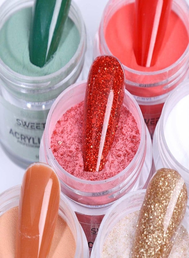 SWEET TREND Christmas Acrylic Nail Powder Set: 6 Colors Acrylic Nail Powder for Nail Extension & Carving - Holiday Red Green White Glitter Nail Art DIY Kit - Easy at Home Salon - Perfect Gift for Women - Image 5